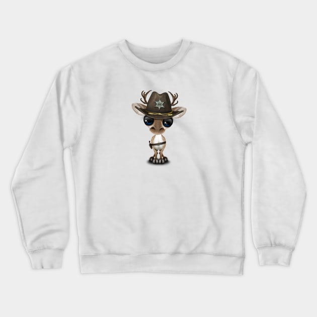 Cute Baby Reindeer Sheriff Crewneck Sweatshirt by jeffbartels